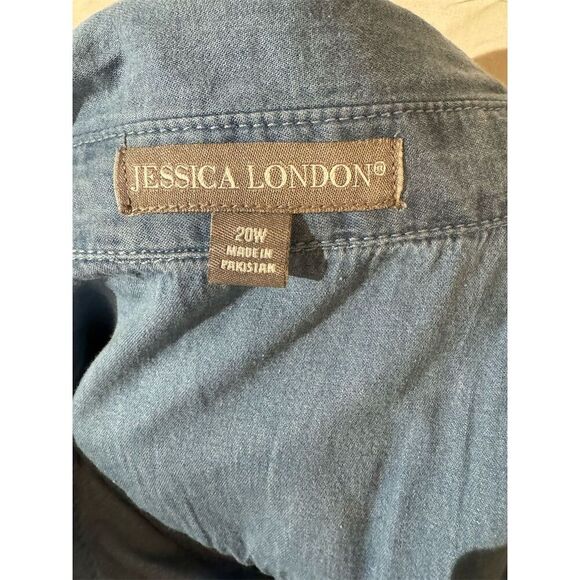 Jessica London Women's Size 20 W Blue Denim Button-Up Shirt Western Minimilist - Picture 7 of 9